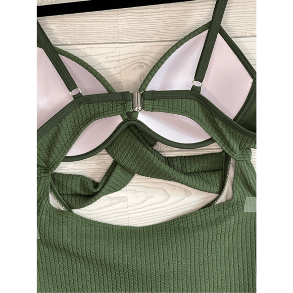 Cut out Wrap army green one piece swimsuit Size Small - Picture 7 of 8